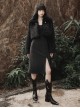 Stretch Fleece Knitted Asymmetrical Shoulder Strap Decorative Metal Ornaments Suspender Waist Dress