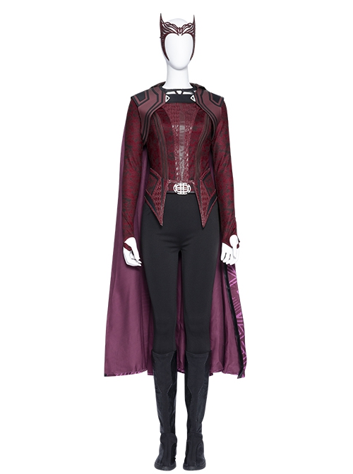 Doctor Strange In The Multiverse Of Madness Scarlet Witch Wanda Maximoff Halloween Cosplay Costume Red Cloak