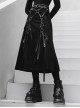 Punk Twill Woven Fabric Hem Webbing Slit Medium Skirts