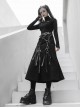 Punk Twill Woven Fabric Hem Webbing Slit Medium Skirts
