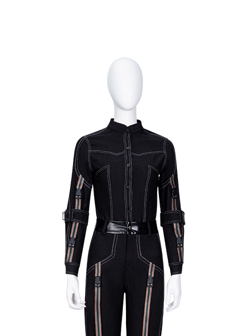 Hawkeye Second Generation Black Widow Yelena Belova Halloween Cosplay Costume Black Denim Shirt