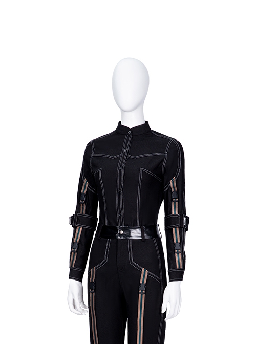 Hawkeye Second Generation Black Widow Yelena Belova Halloween Cosplay Costume Black Denim Shirt
