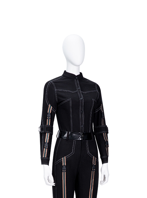 Hawkeye Second Generation Black Widow Yelena Belova Halloween Cosplay Costume Black Denim Shirt