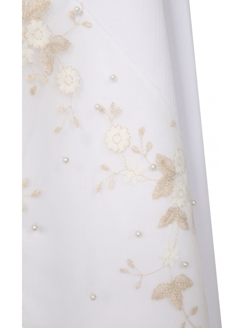The Witcher Season 2 Princess Ciri Halloween Cosplay Costume White Dress And Brown Long Plush Shawl Set