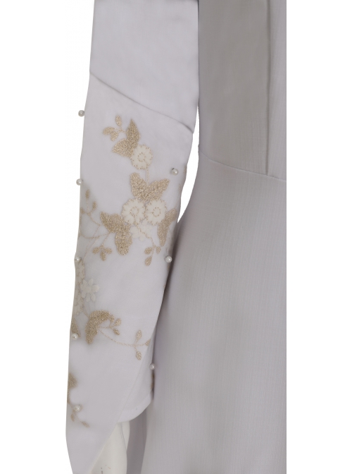 The Witcher Season 2 Princess Ciri Halloween Cosplay Costume White Dress And Brown Long Plush Shawl Set