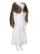 The Witcher Season 2 Princess Ciri Halloween Cosplay Costume White Dress And Brown Long Plush Shawl Set