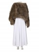 The Witcher Season 2 Princess Ciri Halloween Cosplay Costume White Dress And Brown Long Plush Shawl Set