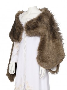 The Witcher Season 2 Princess Ciri Halloween Cosplay Costume Brown Imitation Fur Shawl