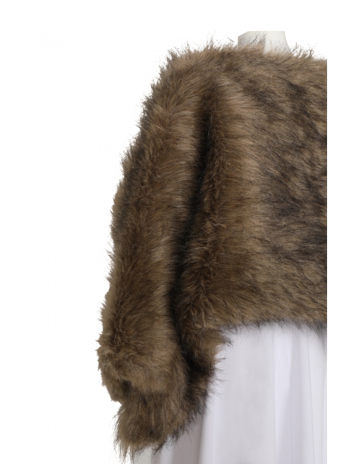 The Witcher Season 2 Princess Ciri Halloween Cosplay Costume Brown Imitation Fur Shawl
