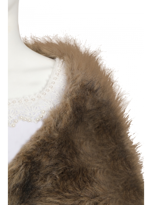 The Witcher Season 2 Princess Ciri Halloween Cosplay Costume Brown Imitation Fur Shawl