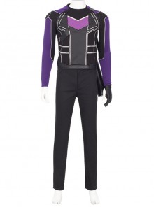 Super Hero Hawkeye Purple Black Battle Suit Halloween Cosplay Costume Set