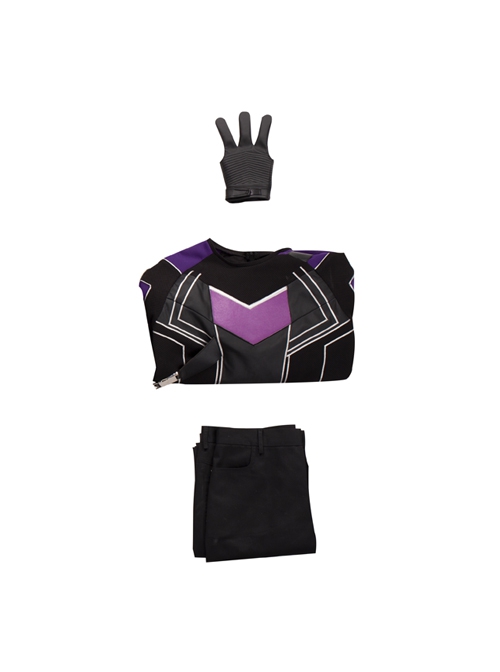 Super Hero Hawkeye Purple Black Battle Suit Halloween Cosplay Costume Set