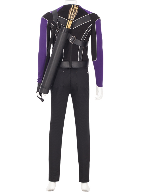 Super Hero Hawkeye Purple Black Battle Suit Halloween Cosplay Costume Set