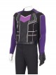 Super Hero Hawkeye Purple Black Battle Suit Halloween Cosplay Costume Long Sleeve Top