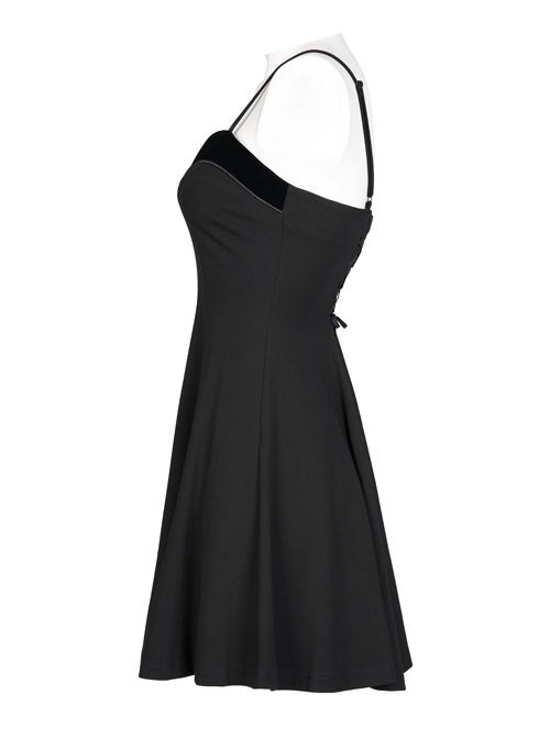 Gothic Dark Bat Fleece Embroidered Sun Suspender Dress