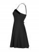 Gothic Dark Bat Fleece Embroidered Sun Suspender Dress
