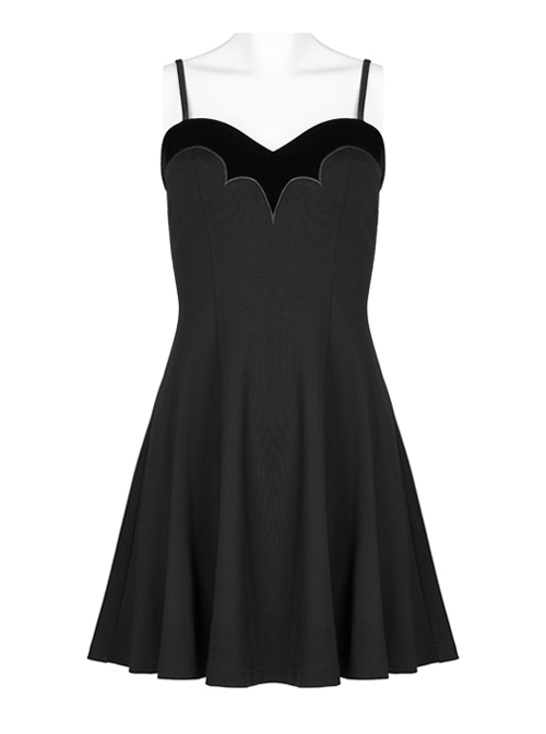 Gothic Dark Bat Fleece Embroidered Sun Suspender Dress