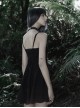 Gothic Dark Bat Fleece Embroidered Sun Suspender Dress