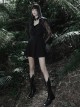 Gothic Dark Bat Fleece Embroidered Sun Suspender Dress