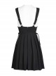 Dark Twill Drape Weave High Waist Cross Strap Decoration Pleated Slip Dress