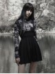Dark Twill Drape Weave High Waist Cross Strap Decoration Pleated Slip Dress