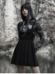 Dark Twill Drape Weave High Waist Cross Strap Decoration Pleated Slip Dress