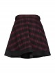 College Style Red Chiffon Plaid Large-Hole Mesh Stitching V-Word Segmentation Design Sun-Hem Skirt