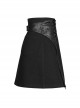 Dark Faux Leather Punk Cross Strap Design Metal Zipper Decoration High Waist Skirt