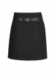 Dark Faux Leather Punk Cross Strap Design Metal Zipper Decoration High Waist Skirt