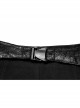 Dark Faux Leather Punk Cross Strap Design Metal Zipper Decoration High Waist Skirt