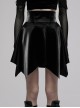 Gothic Black Glossy Cortex Waist Seal Square Hem High Waist Skirt