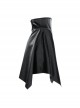 Gothic Black Glossy Cortex Waist Seal Square Hem High Waist Skirt