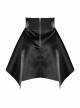 Gothic Black Glossy Cortex Waist Seal Square Hem High Waist Skirt