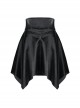 Gothic Black Glossy Cortex Waist Seal Square Hem High Waist Skirt