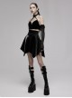 Gothic Black Glossy Cortex Waist Seal Square Hem High Waist Skirt