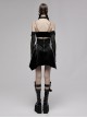 Gothic Black Glossy Cortex Waist Seal Square Hem High Waist Skirt