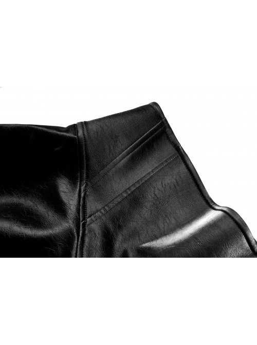 Gothic Black Glossy Cortex Waist Seal Square Hem High Waist Skirt