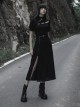 Black Chiffon Fabric Minimalist Thin Two-Wear Zippered Slit Design Half Skirt
