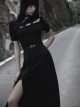 Black Chiffon Fabric Minimalist Thin Two-Wear Zippered Slit Design Half Skirt
