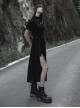 Black Chiffon Fabric Minimalist Thin Two-Wear Zippered Slit Design Half Skirt
