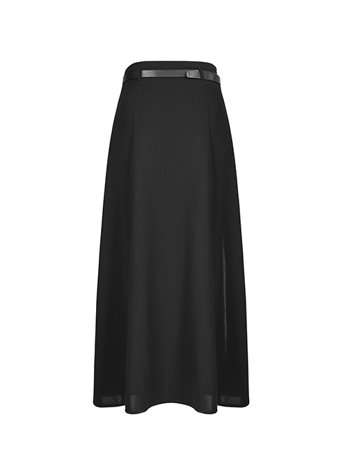 Black Chiffon Fabric Minimalist Thin Two-Wear Zippered Slit Design Half Skirt