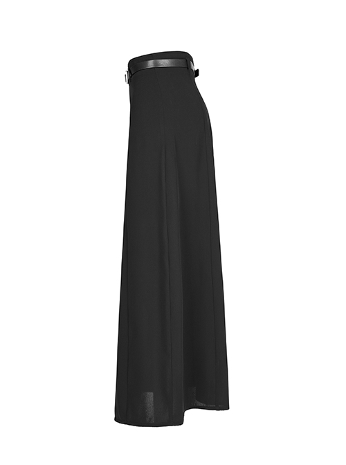 Black Chiffon Fabric Minimalist Thin Two-Wear Zippered Slit Design Half Skirt