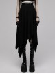 Knitted Raw Edge Black Rubber Buckle Decoration Irregular Bat Hem Long Skirt