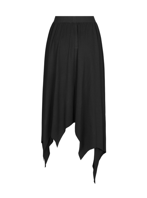 Knitted Raw Edge Black Rubber Buckle Decoration Irregular Bat Hem Long Skirt