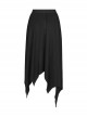 Knitted Raw Edge Black Rubber Buckle Decoration Irregular Bat Hem Long Skirt