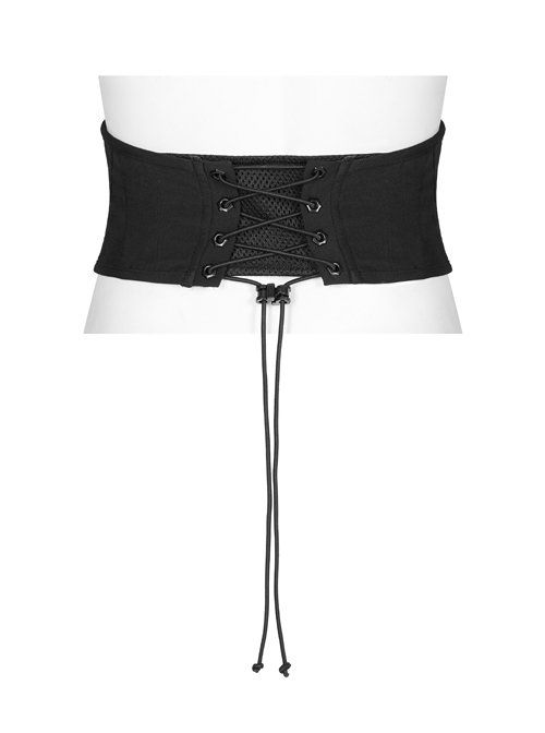 Black Functional Double Breasted Stretch Tie Rope Knit Belt