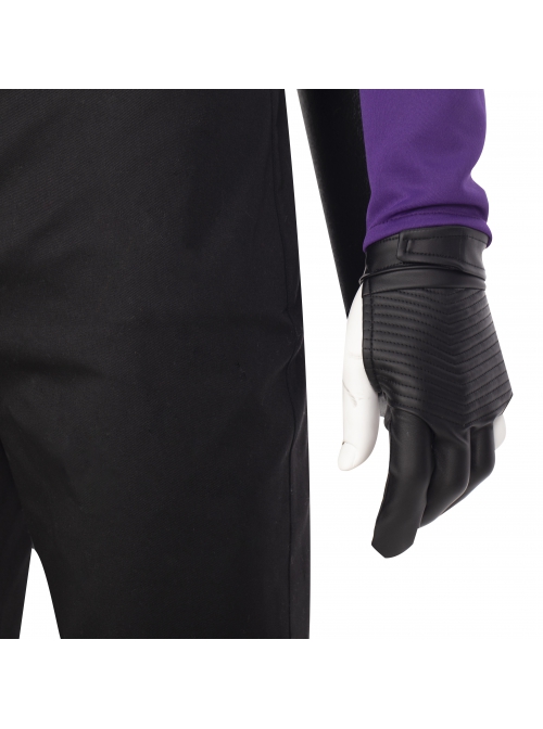 Super Hero Hawkeye Purple Black Battle Suit Halloween Cosplay Accessories Black Left Glove