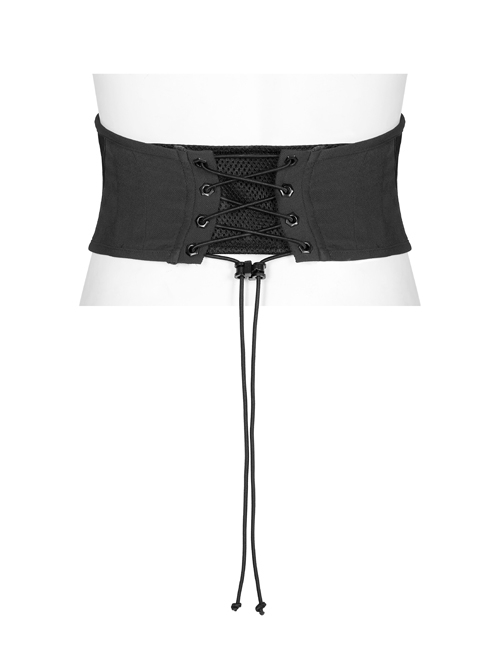 Grey Fabric With Black Functional Double Breasted Stretch Tie Rope Knit Belt