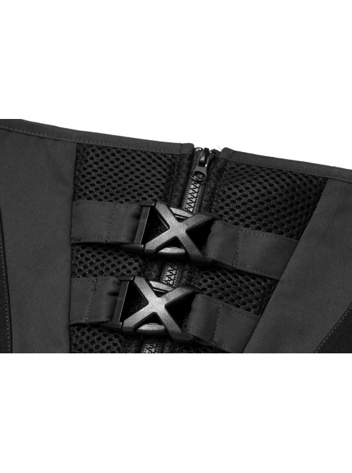 Grey Fabric With Black Functional Double Breasted Stretch Tie Rope Knit Belt