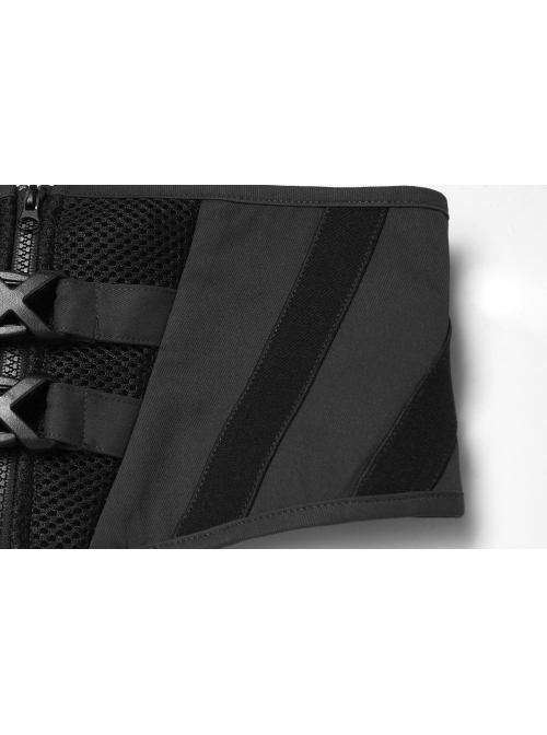Grey Fabric With Black Functional Double Breasted Stretch Tie Rope Knit Belt